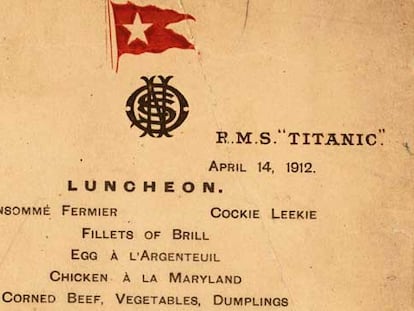 El último menú del ‘Titanic’ sale a subasta