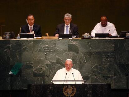 El papa Francisco, ante la Asamblea General de las Naciones Unidas en Nueva York.