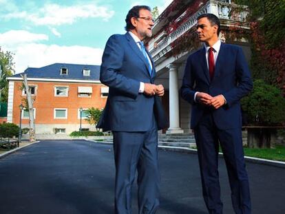 Rajoy y Pedro Sánchez, esta tarde en La Moncloa.