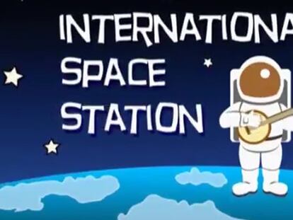 Dibujos animados para explicar la Estación Espacial Internacional