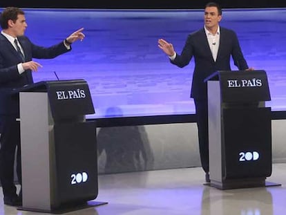 Albert Rivera y Pedro Sánchez, en el debate de EL PAíS.