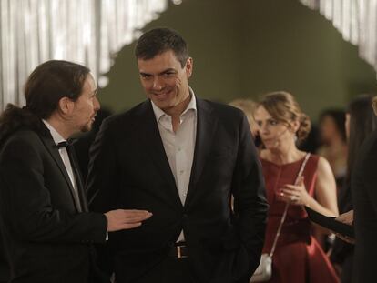 Pablo Iglesias y Pedro Sánchez en los Goya 2016.