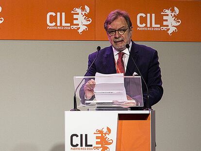 Juan Luis Cebrián, en el Congreso Internacional de la Lengua.