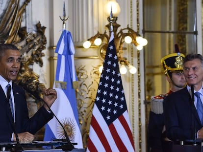 Obama y Macri, este miércoles en Buenos Aires.