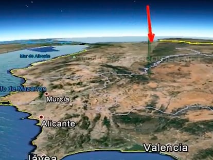 Recorrido de la bola de fuego que se divisó el 31 de marzo.