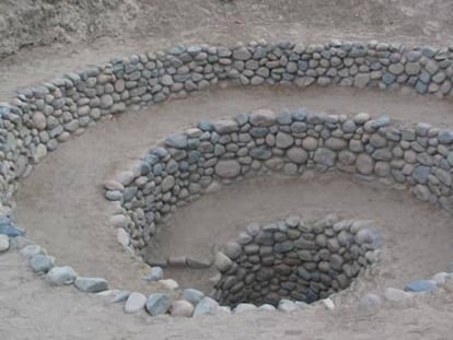 Entrada de um ‘puquio’ em Nazca, no Peru.