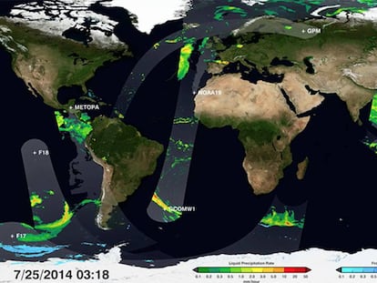 La NASA y la agencia japonesa JAXA han publicado un mapa mundial de precipitaciones.