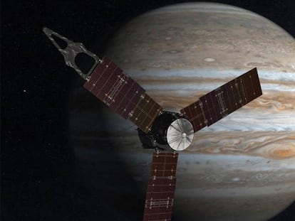 A sonda espacial ‘Juno’, da Nasa, entra em uma órbita de Júpiter.