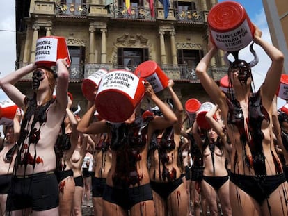 La protesta en Pamplona, este martes.