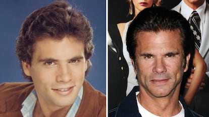A la izquierda, un joven Lorenzo Lamas en una imagen promocional de la serie 'Falcon crest'. A la derecha, el actor en una imagen reciente.
