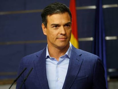 Pedro Sánchez durante una conferencia de prensa que tuvo lugar en el Congreso el pasado día 17.