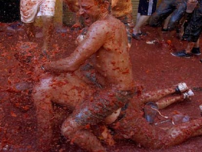 Una imagen de la Tomatina.