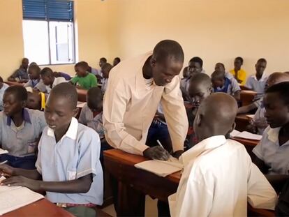 Alumnos en una escuela en Sudán del Sur.