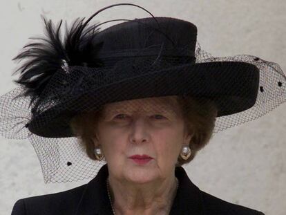 Margaret Thatcher, en el funeral de Denis Thatcher en 2003.