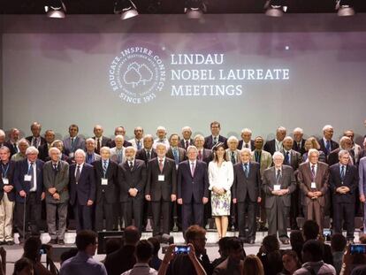 Reunión de premios Nobel en Lindau (Suiza) en 2015, con una condesa en primera fila.