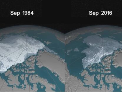 Assim evoluiu o gelo do Ártico.