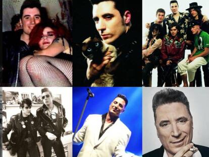 Loquillo, en situaciones distintas de sus casi 40 años de carrera. Arriba (segunda izq.) con Alaska, con quien compartió el inmortal 'El ritmo del garaje'.