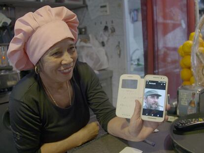 Marisa Torre, cubana residente en España, muestra a Fidel Castro en su foto de perfil de Whatsapp.