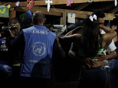 Imagen de la celebración de fin de año de las FARC en la que participaron observadores de la ONU.