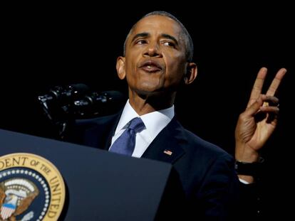 Barack Obama, durante su última comparecencia como presidente de EE UU