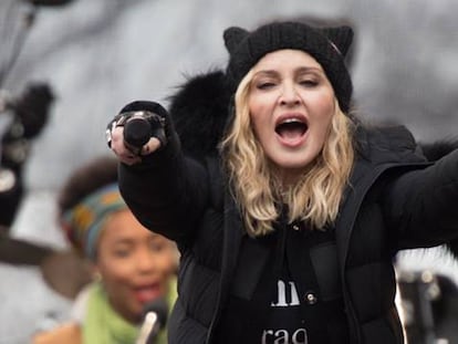 Madonna, durante la protesta.