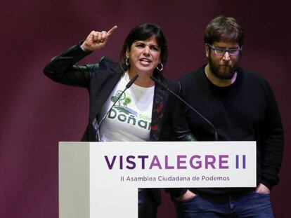 Teresa Rodríguez y Miguel Urbán, el pasado sábado en el congreso de Podemos.