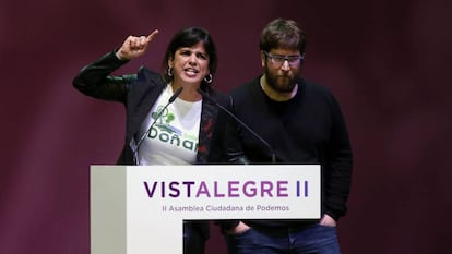 Teresa Rodríguez y Miguel Urbán, el pasado sábado en el congreso de Podemos.