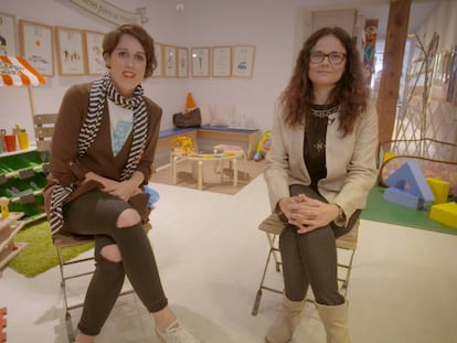 Laura Baena y Eva Bailén en la tienda Baby Deli en Madrid.