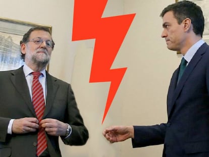 Encuentro de Rajoy y Sánchez en febrero de 2016.