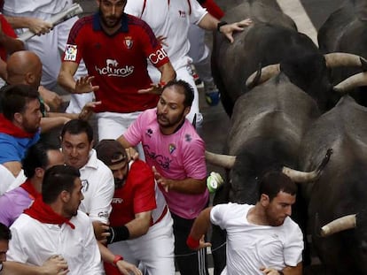 Third Running of the Bulls at Sanfermines 2016, with bulls from the José Escolar Gil stockbreeder.