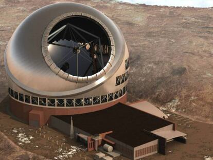 Recreación del Telescopio de Treinta Metros en la cumbre de Mauna Kea.
