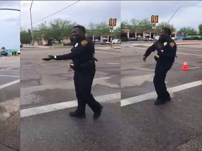 El policía que baila mientras dirige el tráfico