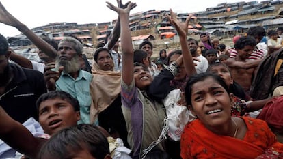Refugiados rohingya a su llegada a Bangladesh.
