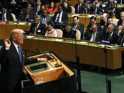 El presidente de EE UU Donald Trump durante su discurso en la asamblea general de Naciones Unidas el pasado 19 de septiembre.