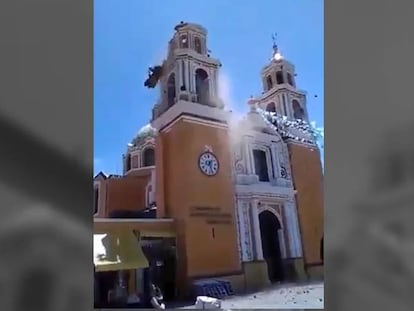 Terremoto en México: así fue la caída de las cúpulas de la iglesia de Cholula