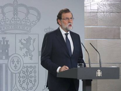 Mariano Rajoy, este miércoles en el Palacio de la Moncloa.