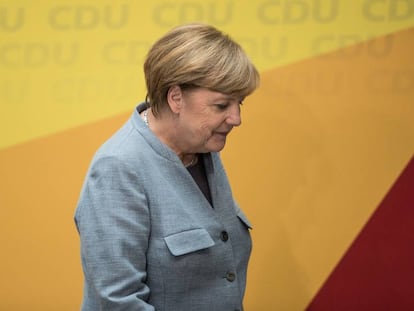 Angela Merkel en la sede de la CDU este domingo. Las claves del Gobierno de Merkel.