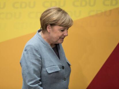 Angela Merkel en la sede de la CDU este domingo. Las claves del Gobierno de Merkel.