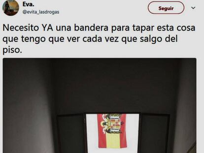 Las redes celebran la ocurrencia de una tuitera para tapar una bandera franquista