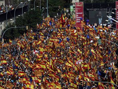 Vista de la manifestación convocada en Barcelona por Societat Civil Catalana.