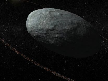 Reconstrucción de Haumea y su anillo.