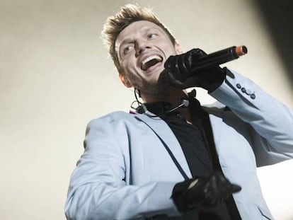 El cantante Nick Carter durante un concierto en Dinamarca en 2014.