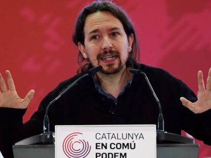 Iglesias presenta el programa de En Comú-Podem. En vídeo, declaraciones de Iglesias en el Día de la Constitución. EFE