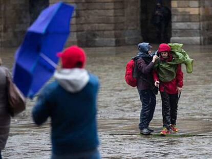 El paso del temporal por Santiago de Compostela.
