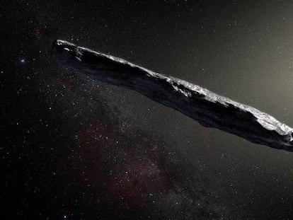 FOTO: La forma del asteroide ha dado lugar a especulaciones sobre su carácter artificial. VÍDEO: Así es el satélite Oumuamua.