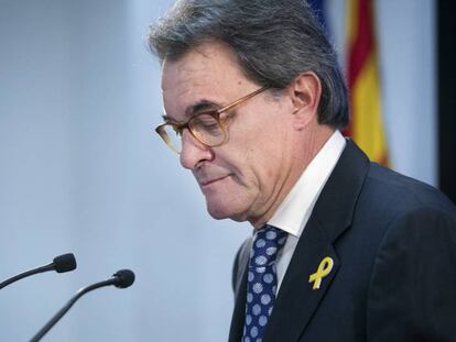 Artur Mas durante la rueda de prensa en la que anunció que abandona la presidencia del PdeCat.