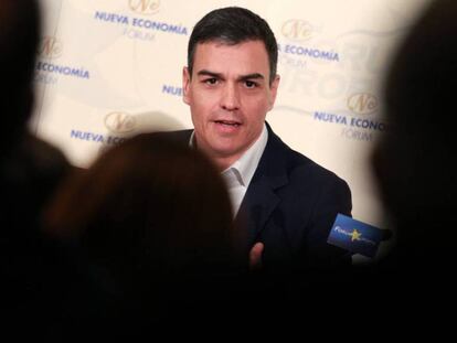 Pedro Sánchez durante el desayuno informativo organizado por Nueva Economía Forum.