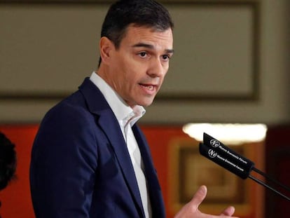 El secretario general del PSOE, Pedro Sánchez, durante su intervención en un desayuno informativo organizado por Nueva Economía Fórum.