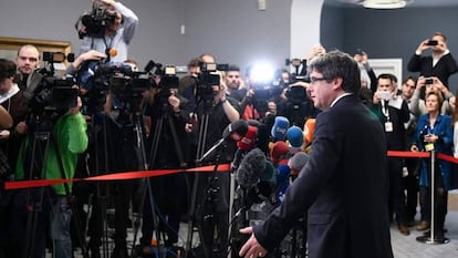 El expresident Carles Puigdemont durante una conferencia de prensa en Copenhague (Dinamarca), el pasado 23 de enero.