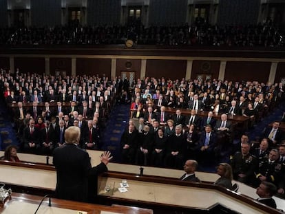 Donald Trump durante su discurso del estado de la Unión este martes en Washington.